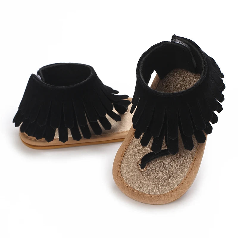 Baby Girl Tassel Sandals – Non-Slip Flat Princess Shoes