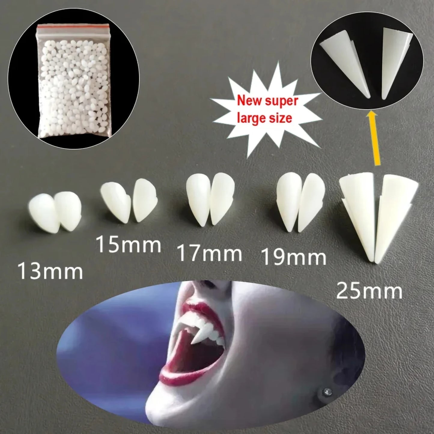 Vampire Fangs Halloween Costume Teeth with Adhesive Glue