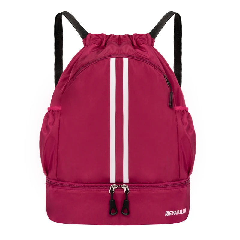 Sports Drawstring Backpack with Shoe Compartment – Waterproof Gym Bag