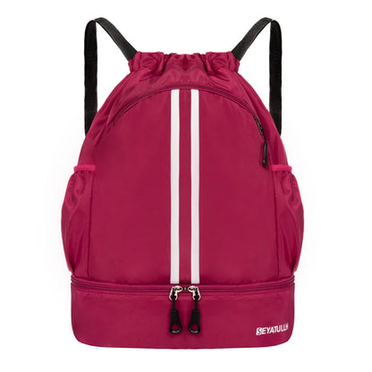 Sports Drawstring Backpack with Shoe Compartment – Waterproof Gym Bag