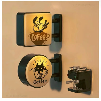 Retro Mini LED Light Sign with Cat Figurine | Home Decor