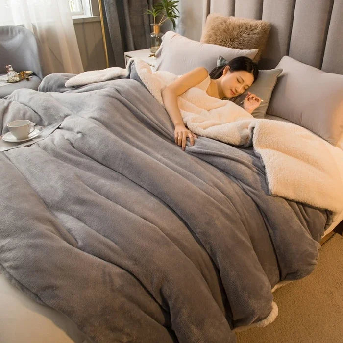Winter Throw Blanket Double-Sided Sherpa Fleece Warm Bed Blanket