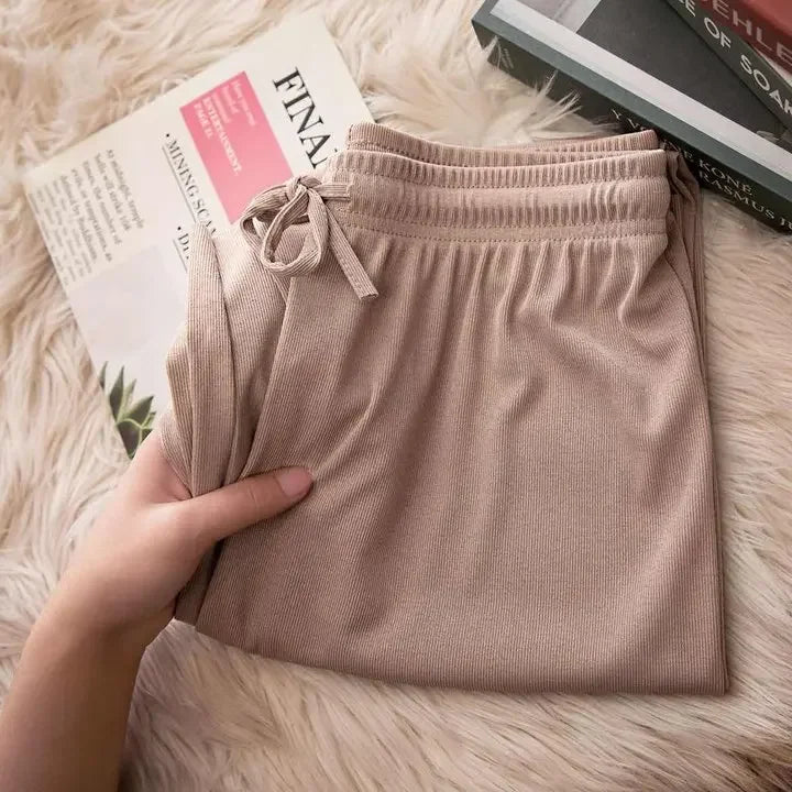 Women's Ice Silk Wide Leg Pants – Loose Fit Casual Trousers