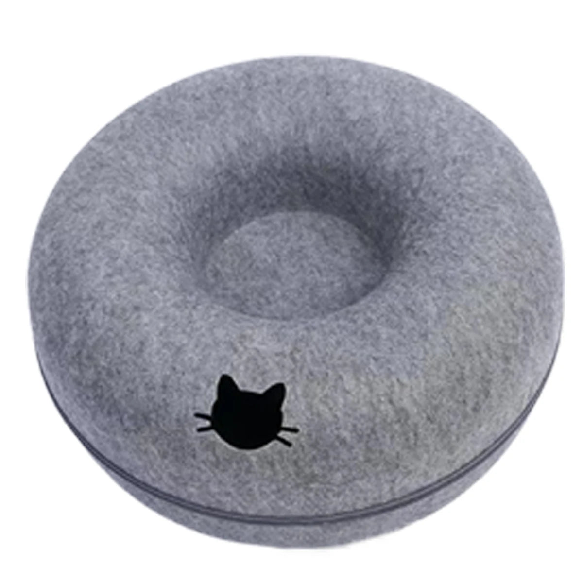 Cat Tunnel Bed – Round Felt Donut House with Scratcher