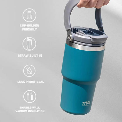 TYESO 40oz Insulated Tumbler with Handle – 1200ml Stainless Steel