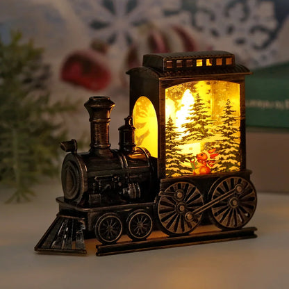 LED Christmas Train Lantern – Vintage Battery-Powered Night Light