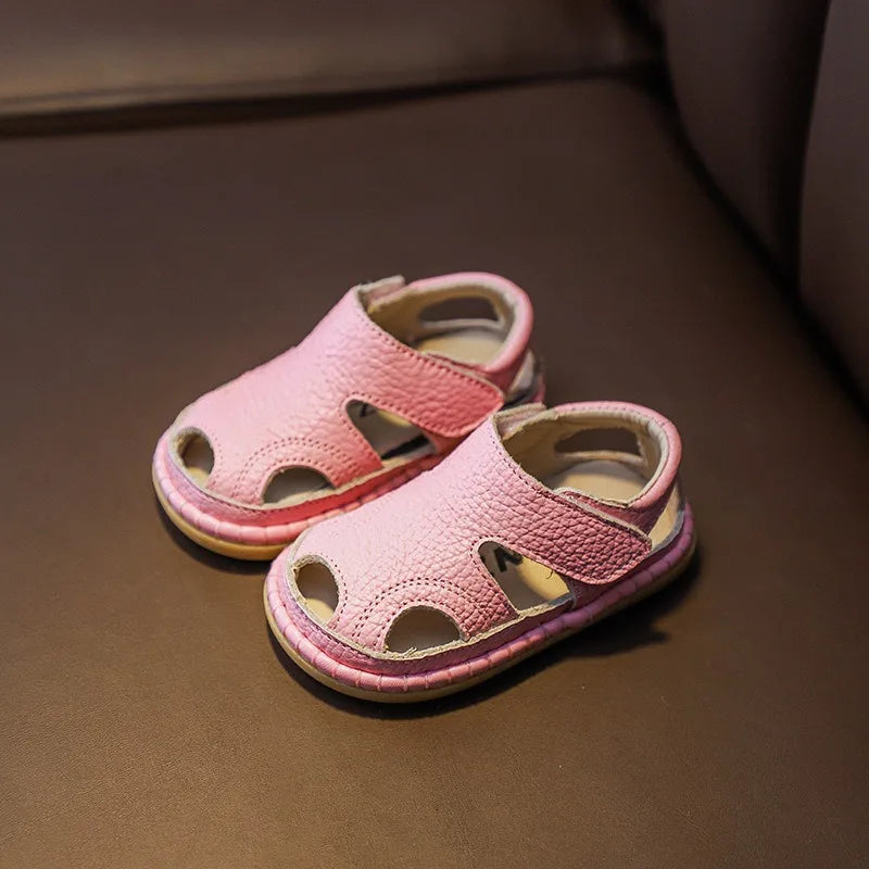Toddler Genuine Leather Sandals – Soft Sole Boys Girls Summer Shoes