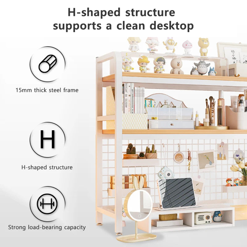 Multi-Layer Desktop Bookshelf with Wrought Iron Frame