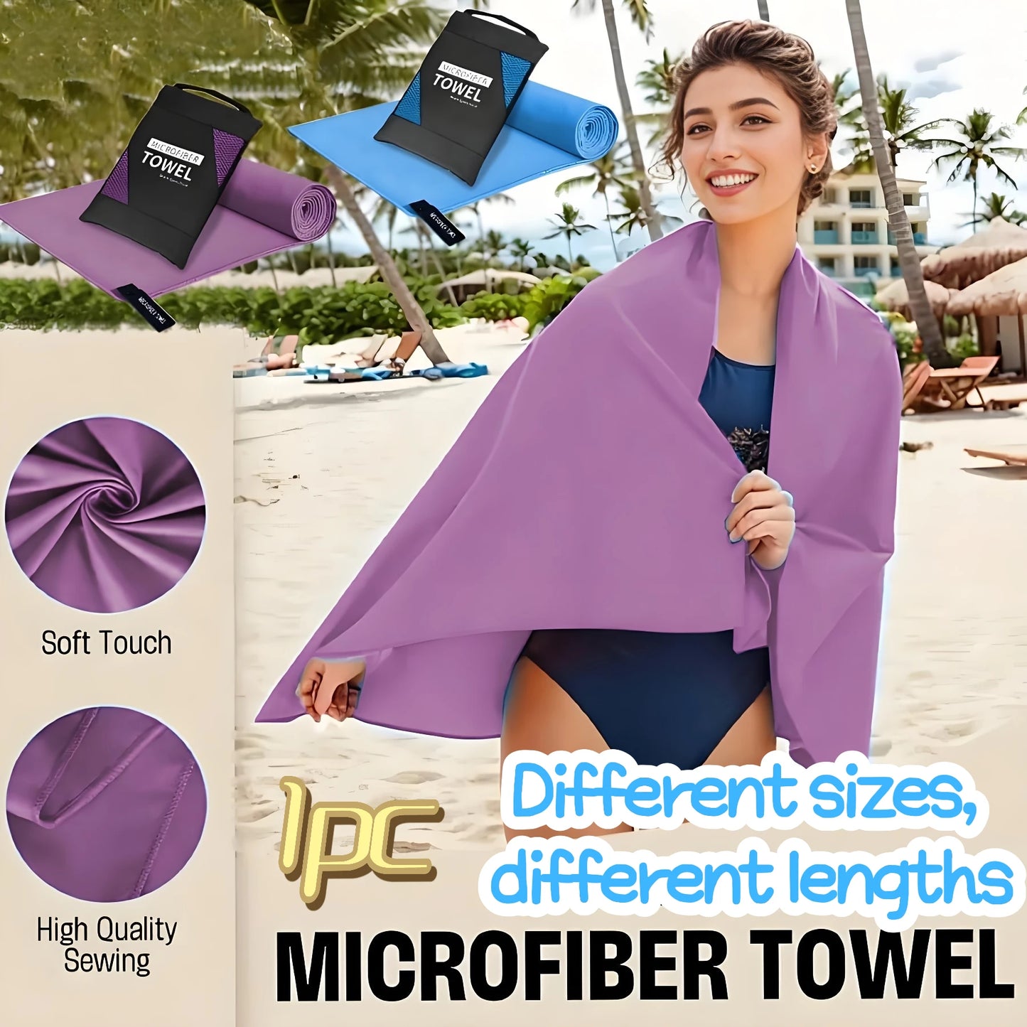 Microfiber Sports Towel with Carry Case – Quick Dry for Beach, Gym & Travel
