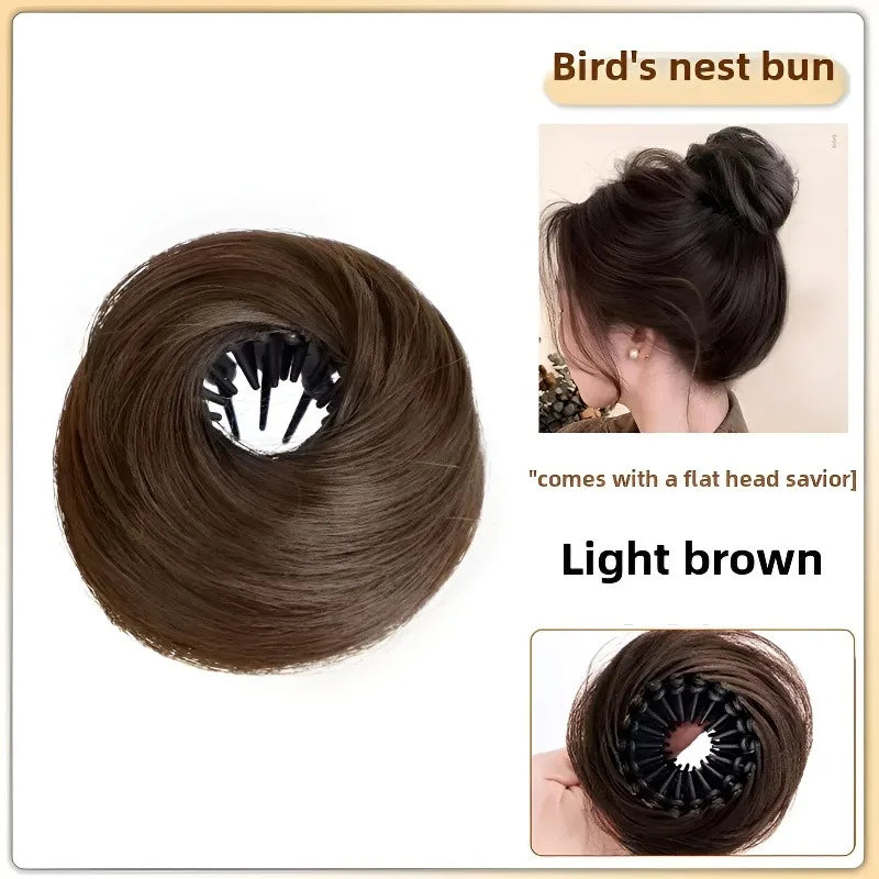 Synthetic Hair Bun Clip Bird's Nest Updo Hairpiece