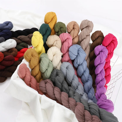 Women's Crinkle Cotton Voile Scarf – Lightweight Solid Color Shawl