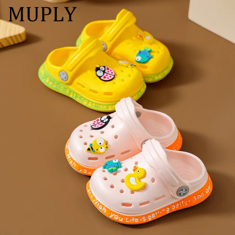 Kids Cartoon Clog Sandals – Lightweight Summer Beach Shoes with Charms