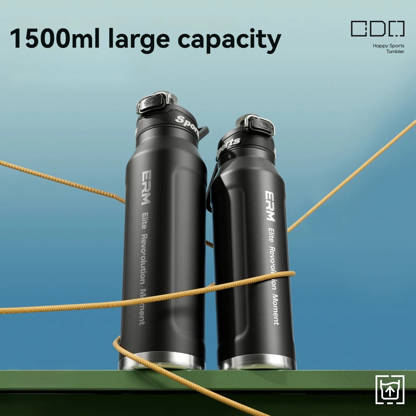 Insulated Sports Water Bottle Stainless Steel Double Wall with Handle