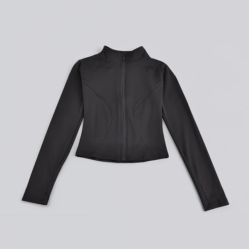 Women's Full-Zip Yoga Jacket with Thumb Holes – Slim Fit Athletic Top