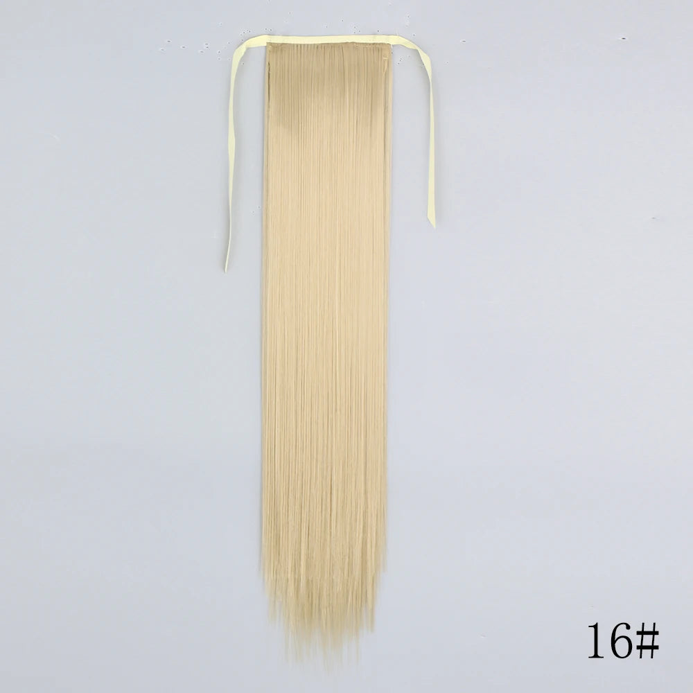 Wrap Around Ponytail Extension Synthetic Straight Hair 22-34 Inch