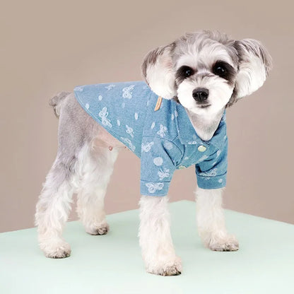 Cute Print Pet Dog Shirt Soft Denim Jacket Costume for Small Dogs & Cats
