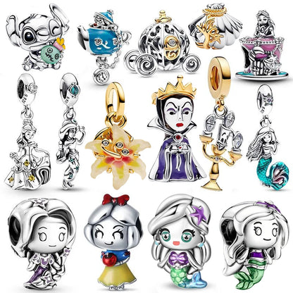 Disney S925 Silver Princess Charm Bead – Fits Pandora Bracelet & Necklace