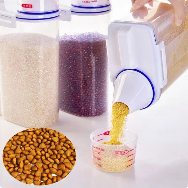 Airtight Pet Food Storage Container with Measuring Cup – 1.5KG & 2KG