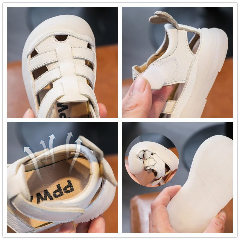 Baby Leather Sandals Soft Sole Closed-Toe Toddler Shoes