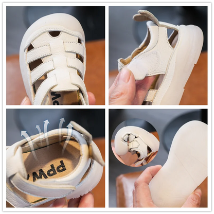 Baby Leather Sandals Soft Sole Closed-Toe Toddler Shoes