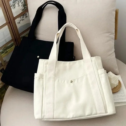 Large Canvas Tote Bag – Lightweight Shoulder Bag for Work & School