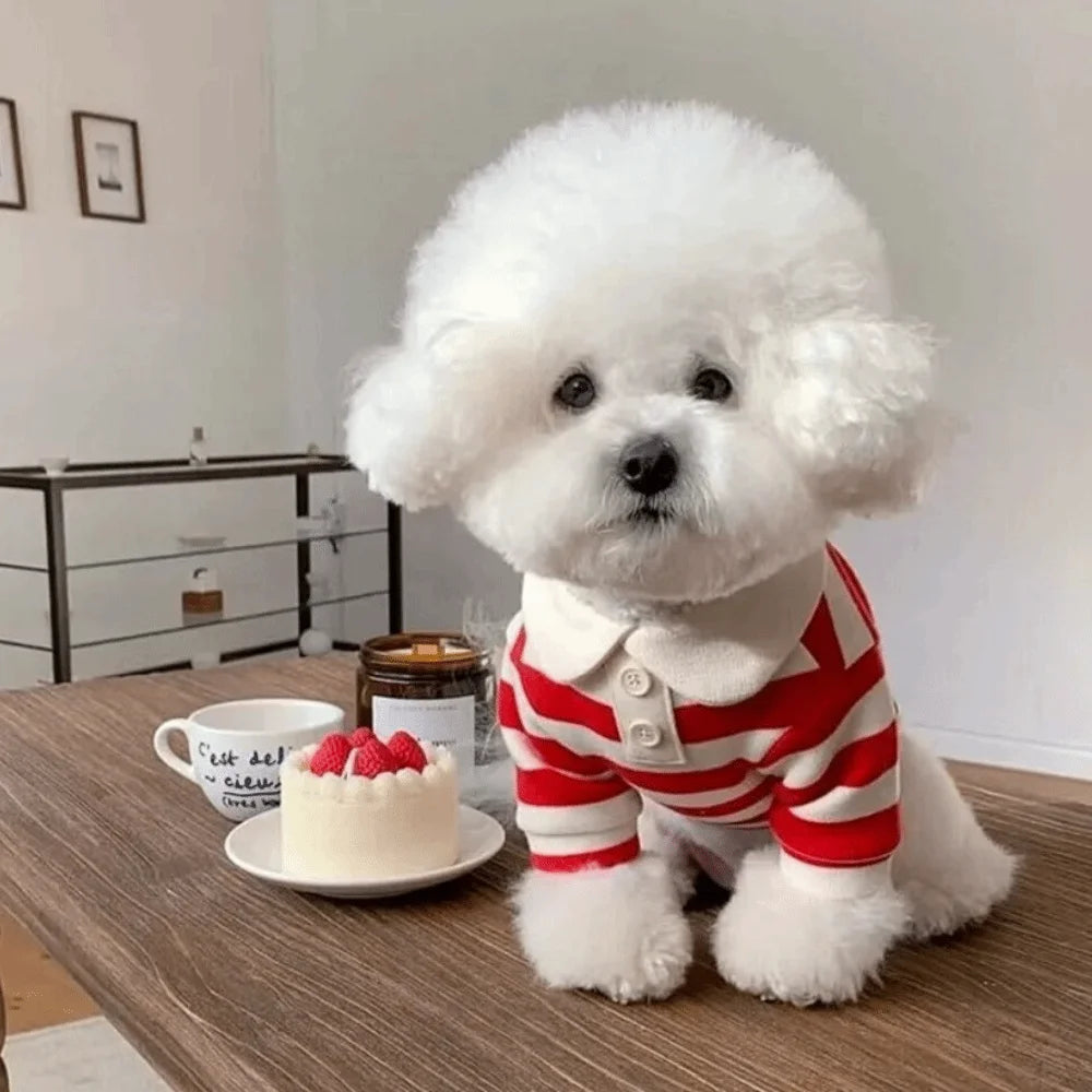 Striped Dog Shirt – Breathable Collared Polo for Small Dogs