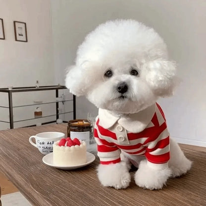 Striped Dog Shirt – Breathable Collared Polo for Small Dogs