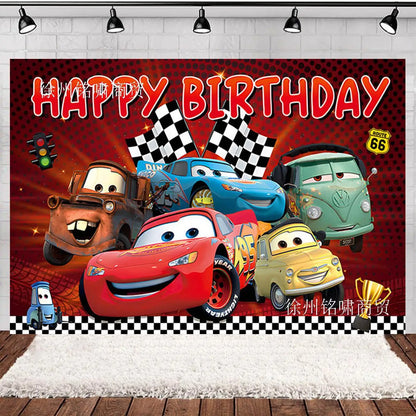 Red McQueen Racing Theme Party Tableware Set – Disposable Decorations