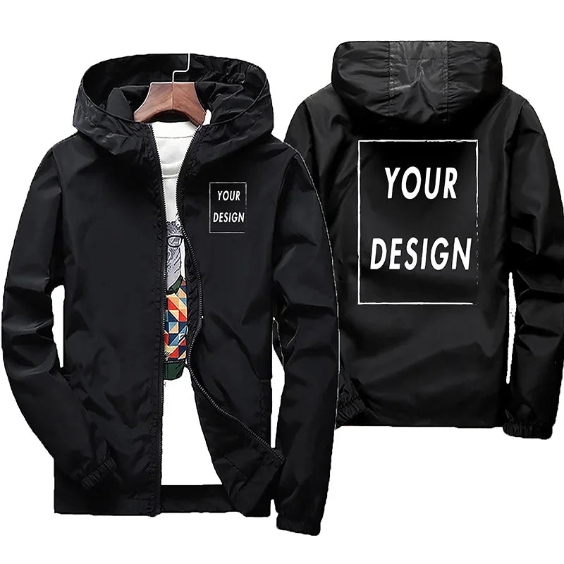 Custom Print Men's Waterproof Windbreaker Jacket – Personalized Hoodie