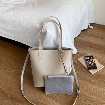 Double-Sided Tote Bag with Crossbody Pouch – Women's Shoulder Handbag