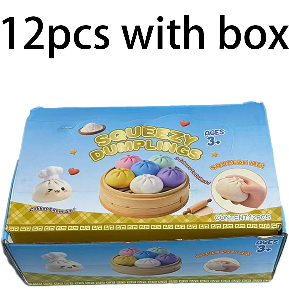 Glitter Dumpling Squishy Toy – Cute Sensory Squeeze Stress Relief Ball in Steamer Box