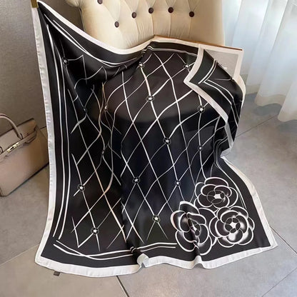 Silk-Feel Square Scarf for Women – Vintage Paisley Print Shawl & Head Wrap