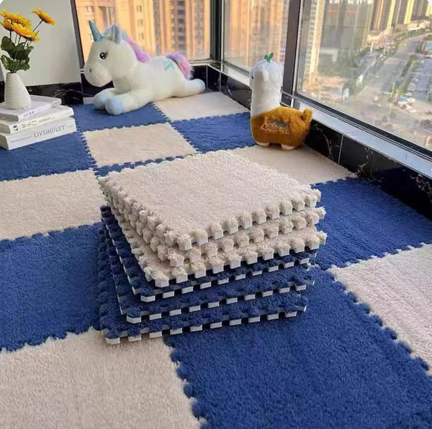 Plush Interlocking Floor Mat Tiles – Set of 10 (30x30cm)