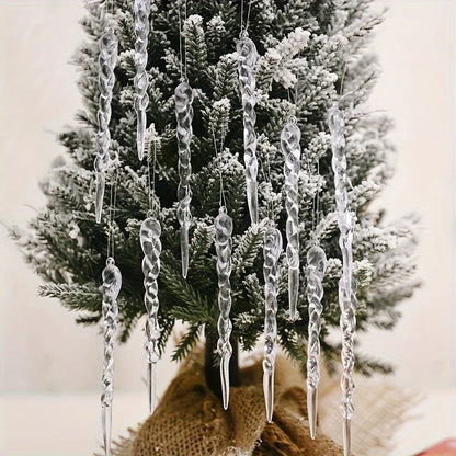 Crystal Clear Acrylic Icicle Christmas Tree Ornaments