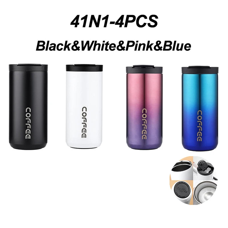 Stainless Steel Vacuum Thermos Coffee Mug 400ml – Leakproof Travel Cup
