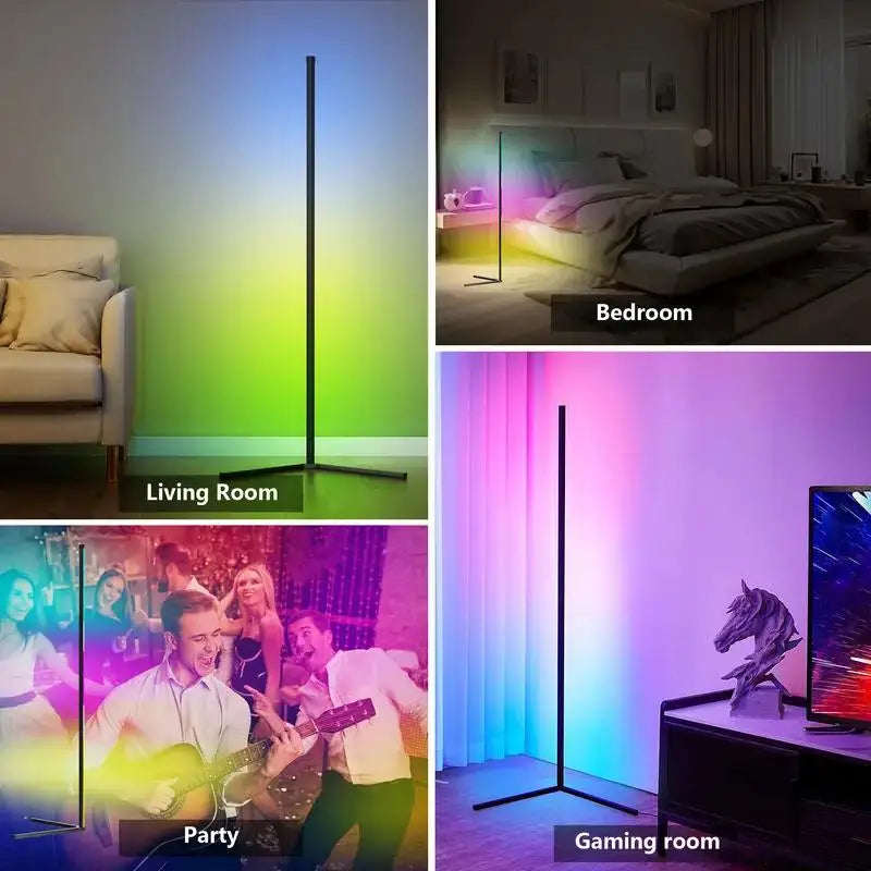 RGB Corner Floor Lamp – Music Sync, 16M Colors, Modern LED