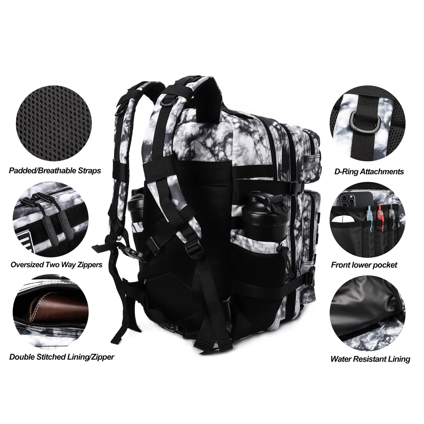 45L Tactical Backpack – Large Military Rucksack for Hiking & Gym