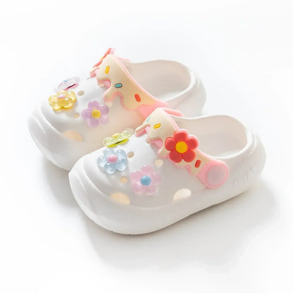 Kids Flower Clog Sandals – Anti-Slip Soft Sole Summer Shoes for Girls