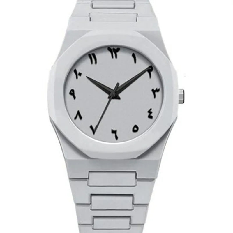 Men's Quartz Watch – Arabic Numeral Dial Steel Band