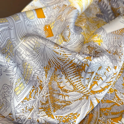 Silk-Feel Square Scarf – Women's Satin Print Neckerchief & Hair Band