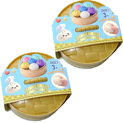 Glitter Dumpling Squishy Toy – Cute Sensory Squeeze Stress Relief Ball in Steamer Box