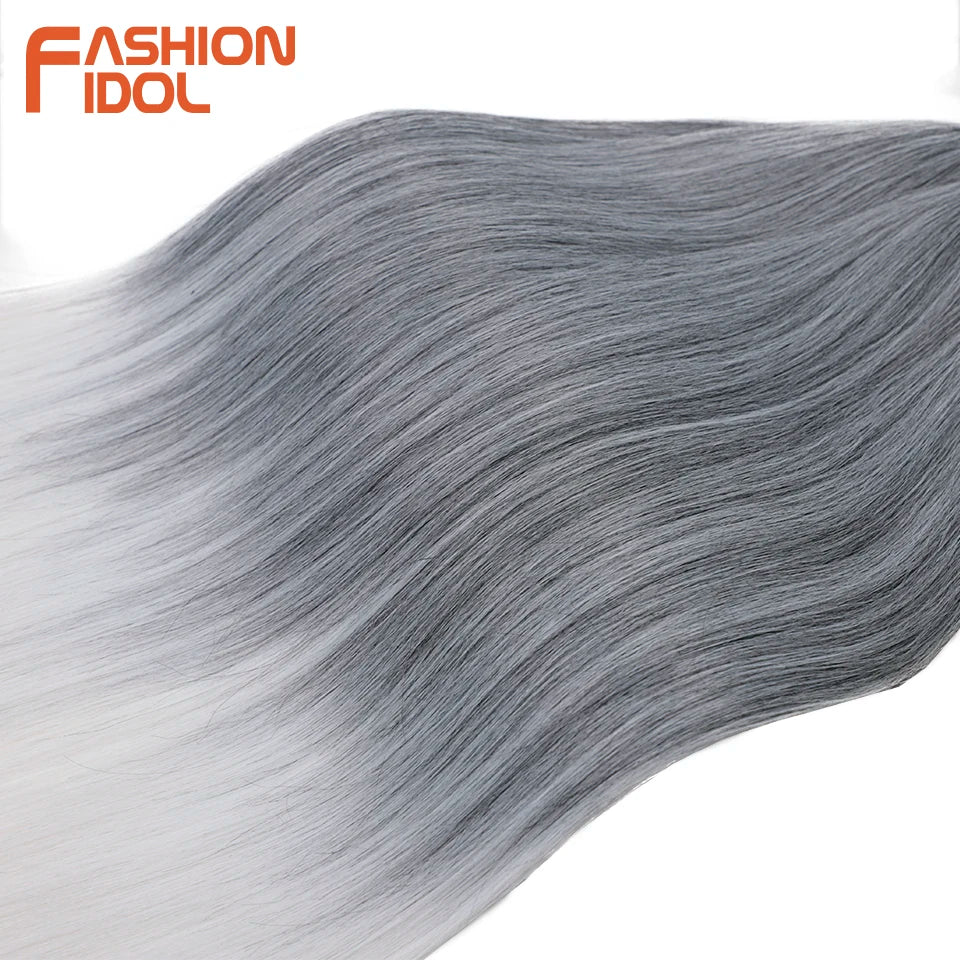 Straight Ponytail Crochet Braiding Hair 28 Inch 3 Packs Synthetic