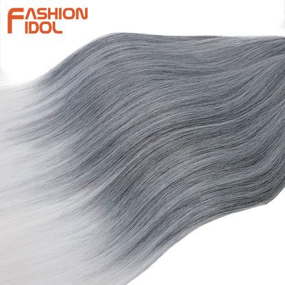 Straight Ponytail Crochet Braiding Hair 28 Inch 3 Packs Synthetic