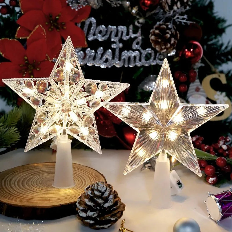 LED Moon & Star Christmas Tree Topper Light – Warm White Glow
