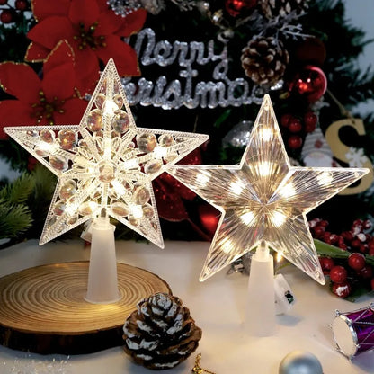 LED Moon & Star Christmas Tree Topper Light – Warm White Glow