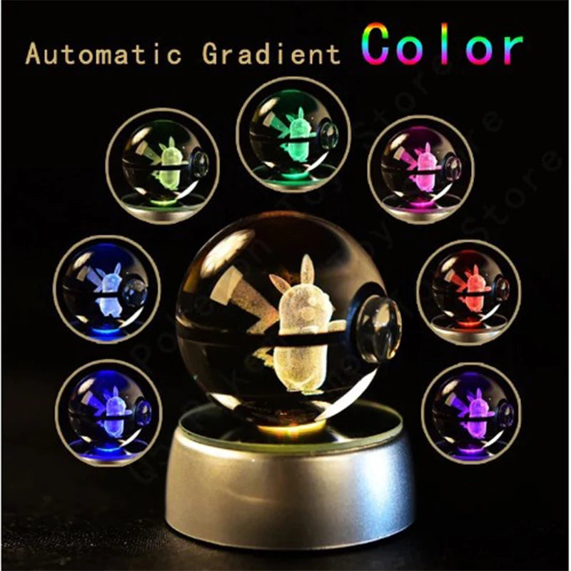 Pokémon Pikachu and Charizard 3D Crystal Poké Ball with LED Base