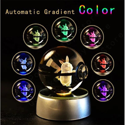 Pokémon Pikachu and Charizard 3D Crystal Poké Ball with LED Base