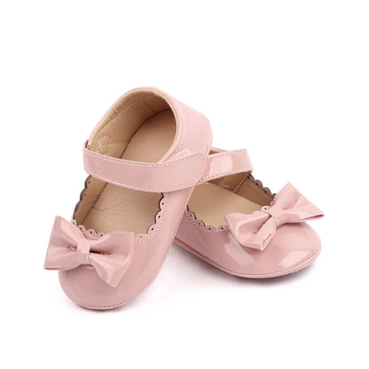 Baby Girl Mary Jane Shoes – Soft Sole Bowknot PU Leather Flats