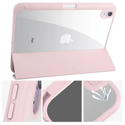 iPad Case with Pencil Holder - Trifold Clear Acrylic Back Cover