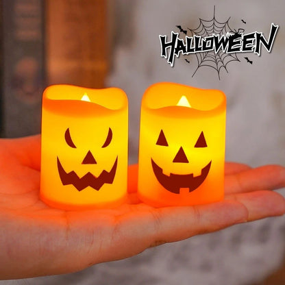 Halloween LED Pumpkin Candle Lights – Battery Powered Set of 6